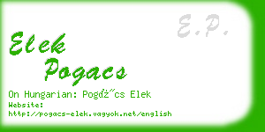 elek pogacs business card